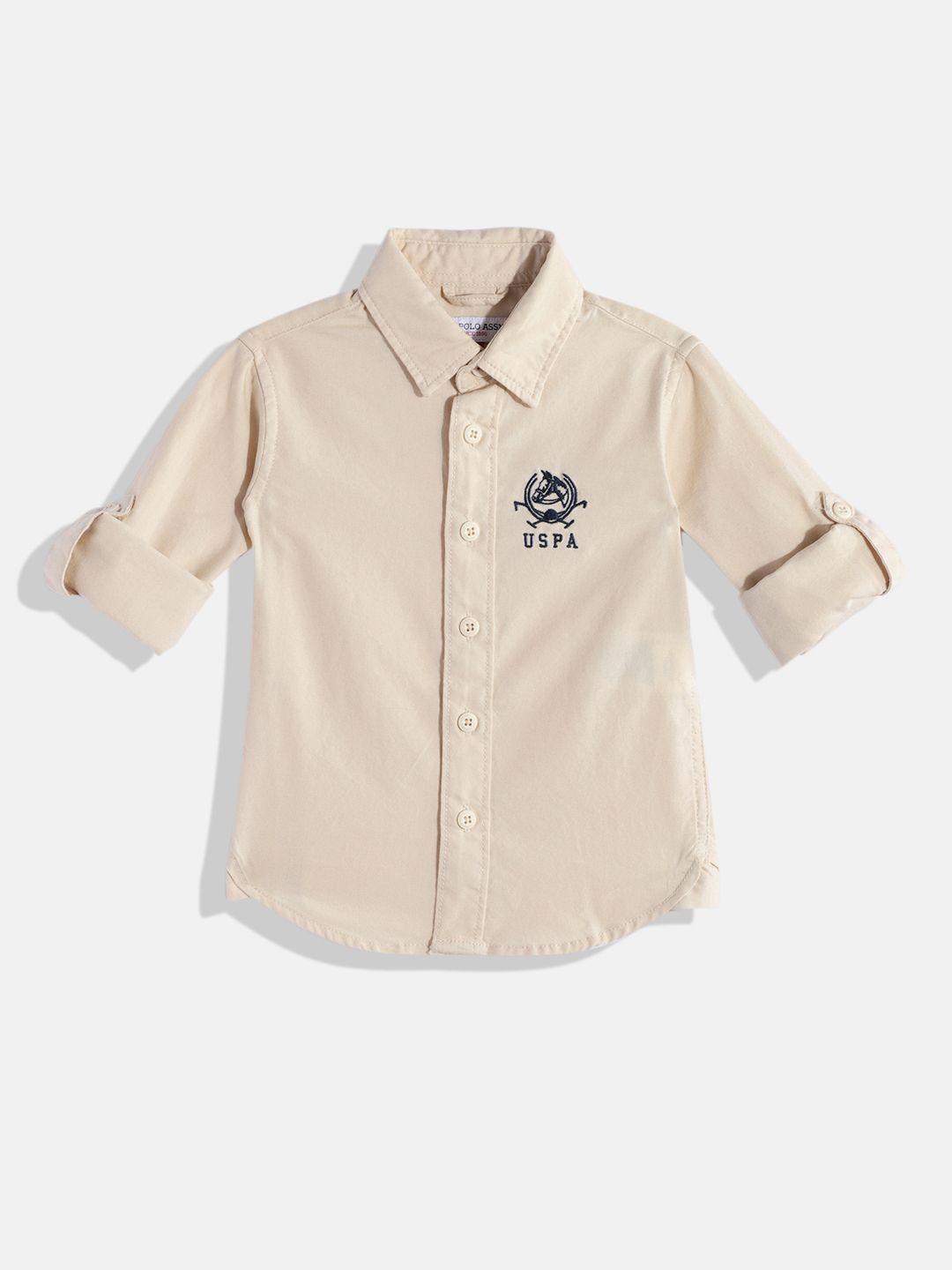 u.s. polo assn. kids boys brand logo embroidered pure cotton casual shirt