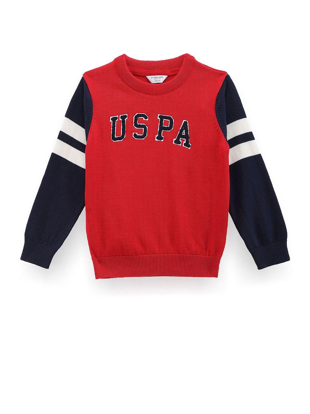 u.s. polo assn. kids boys brand logo printed pure cotton pullover