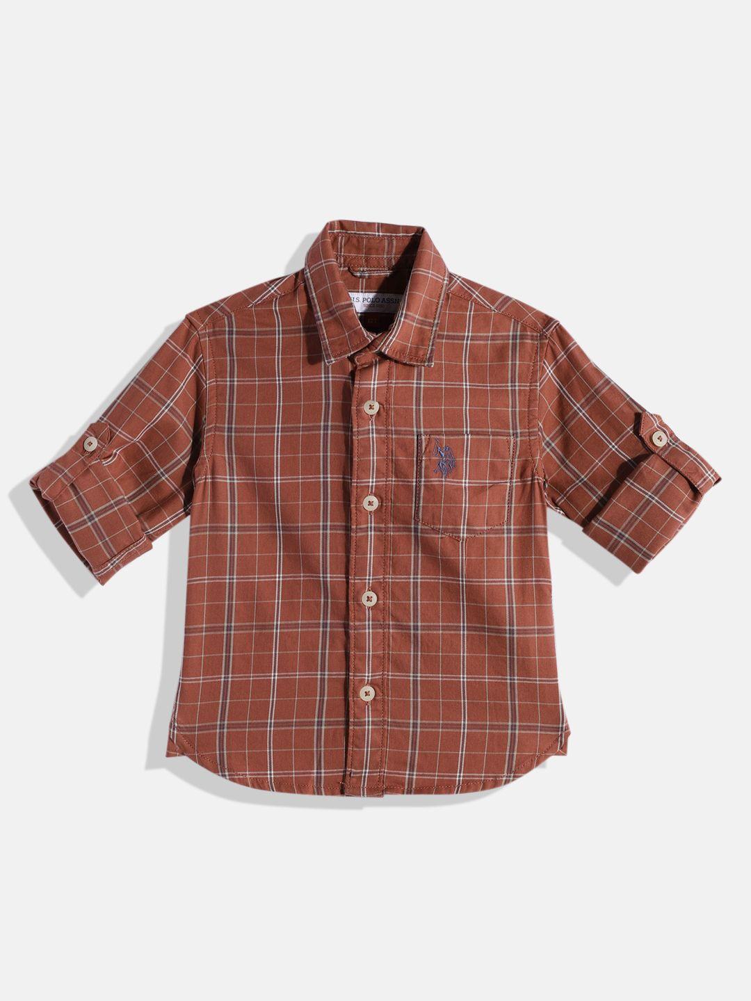 u.s. polo assn. kids boys checked pure cotton casual shirt