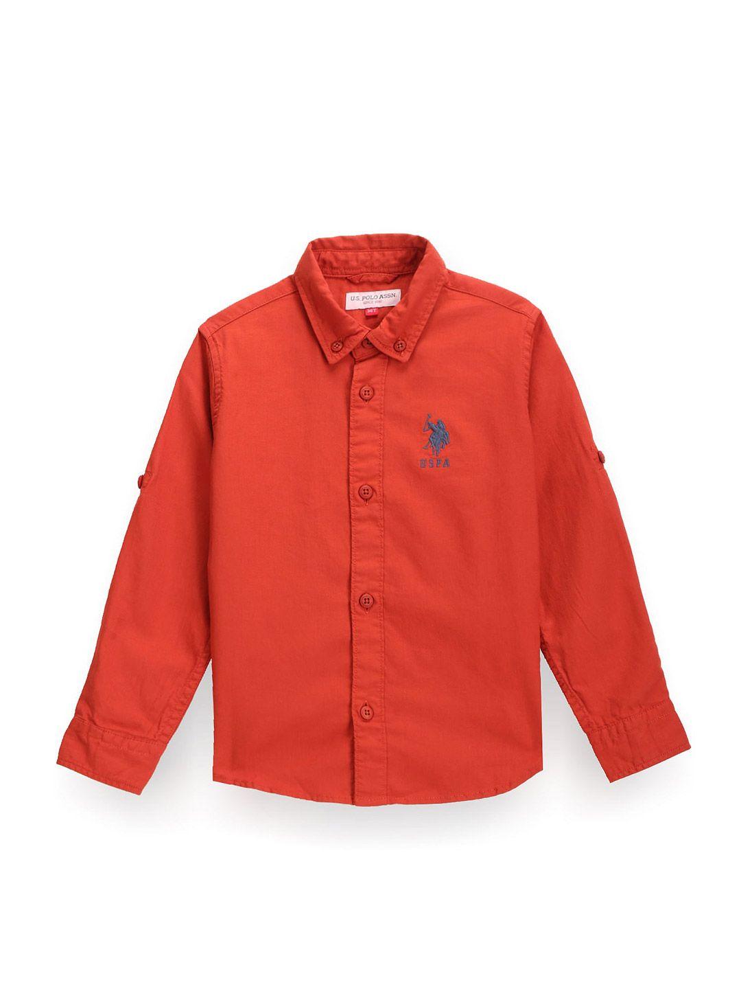 u.s. polo assn. kids boys classic brand embroidered long sleeves cotton casual shirt