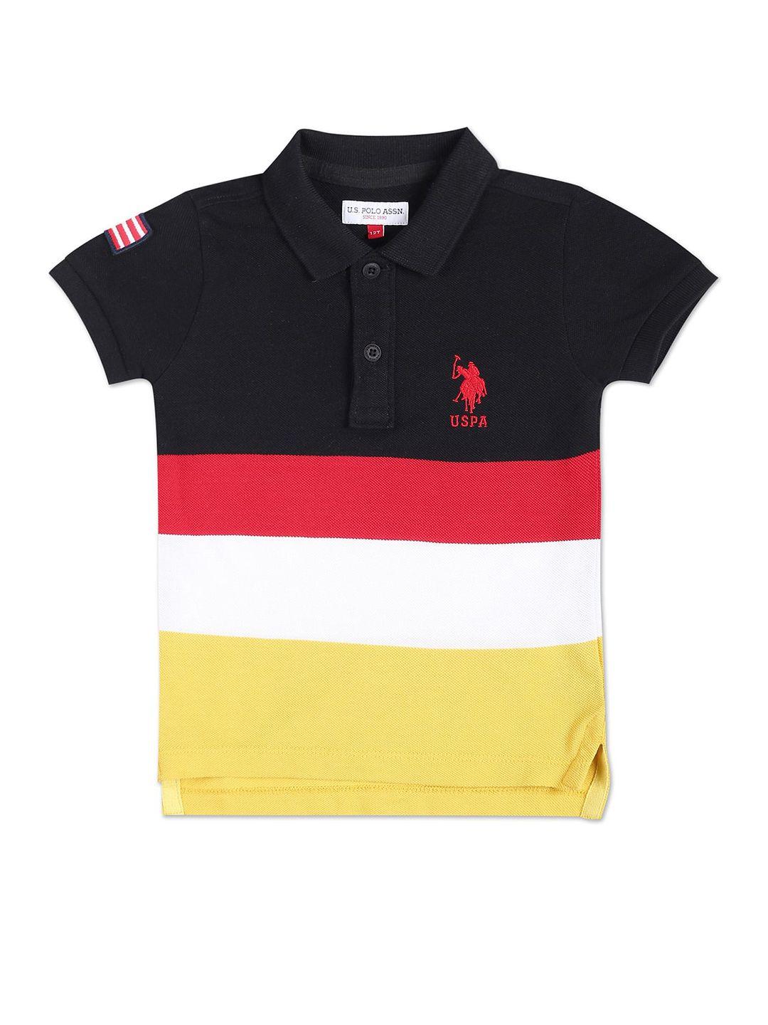 u.s. polo assn. kids boys colourblocked polo collar pure cotton t-shirt