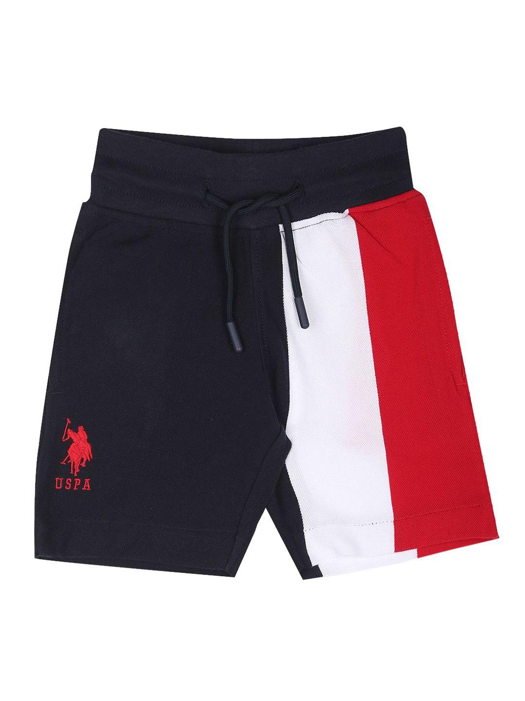 u.s. polo assn. kids boys colourblocked pure cotton shorts