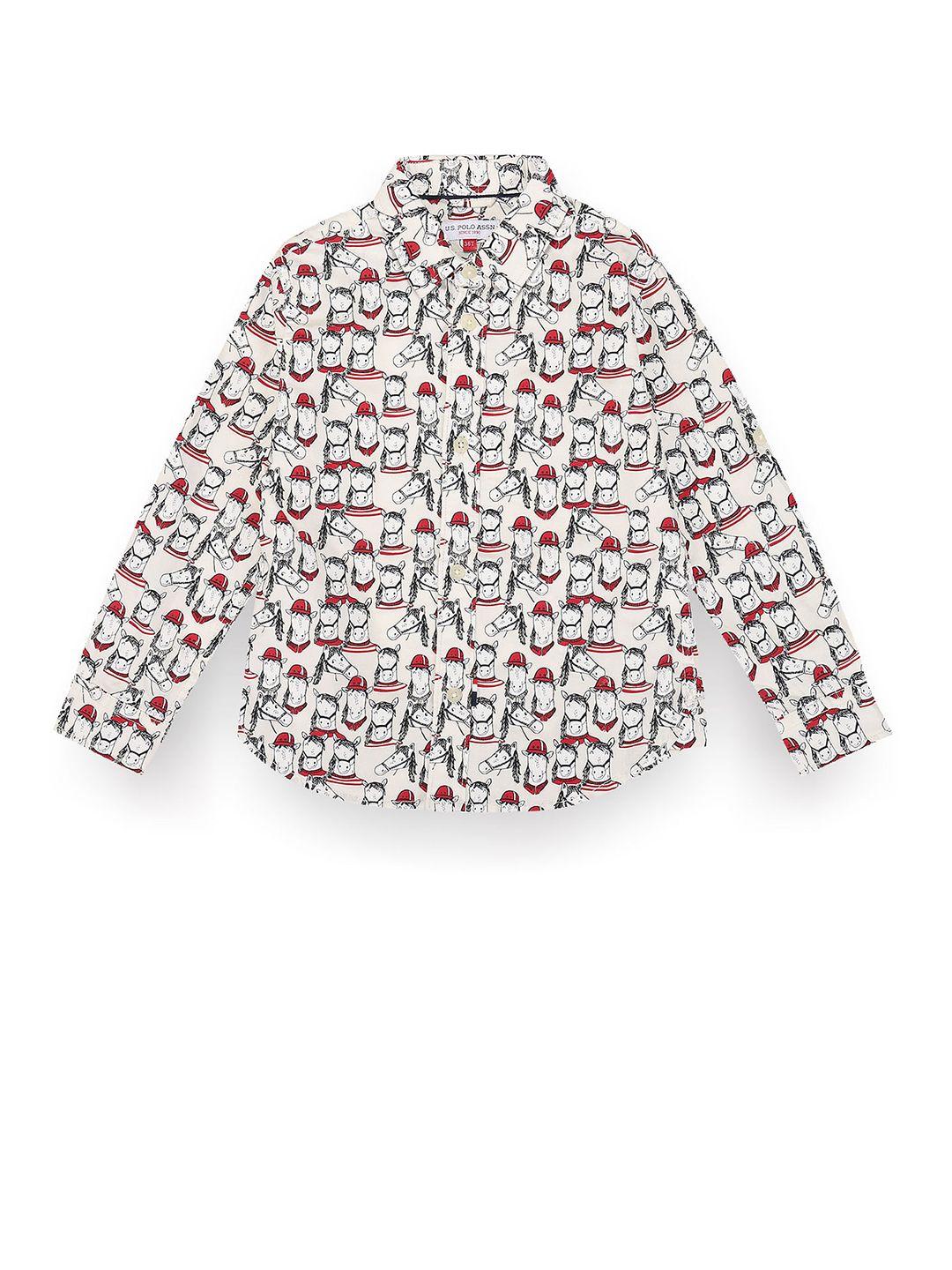 u.s. polo assn. kids boys conversational printed classic twill pure cotton casual shirt
