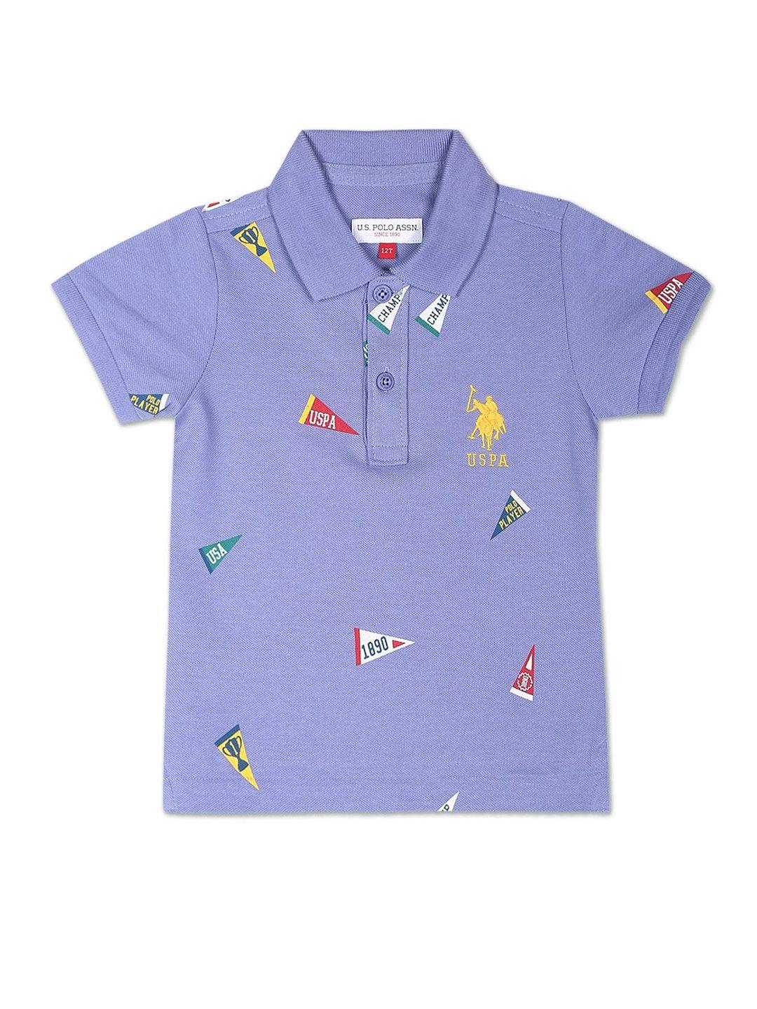 u.s. polo assn. kids boys conversational printed polo collar pure cotton t-shirt