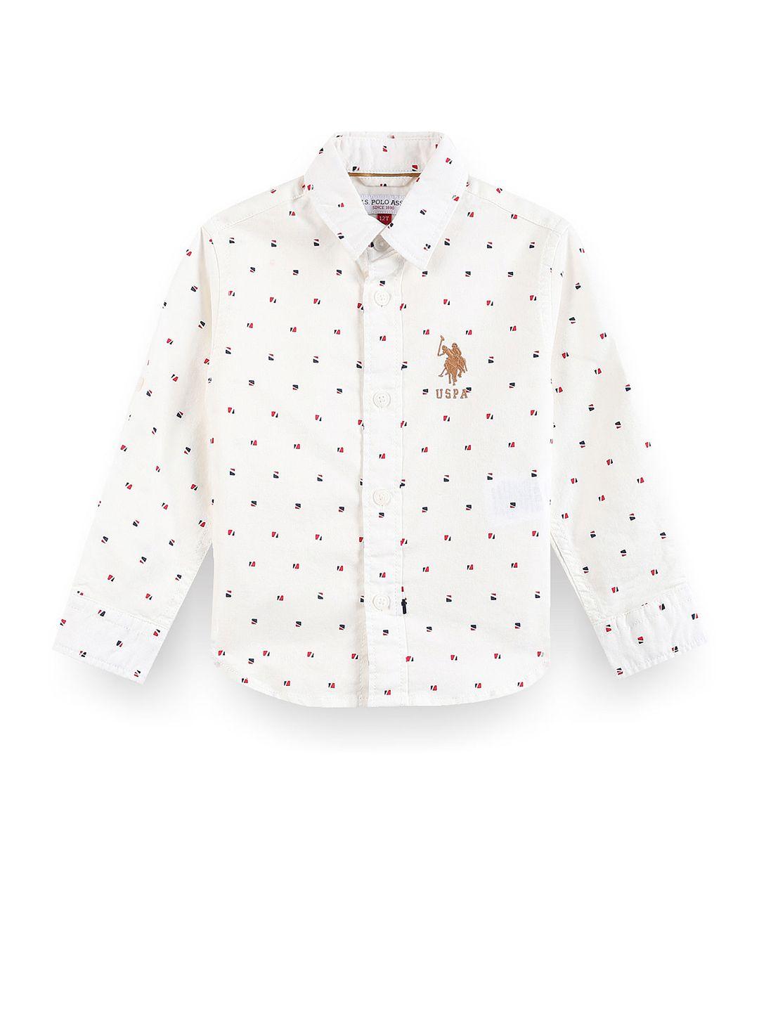 u.s. polo assn. kids boys geometric printed cotton classic opaque casual shirt