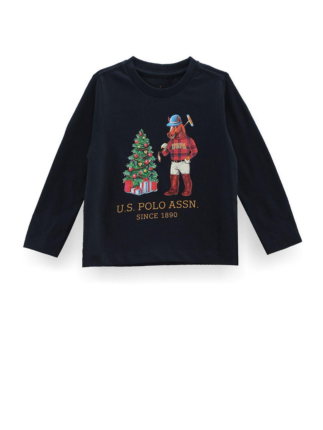 u.s. polo assn. kids boys graphic printed round neck cotton regular t-shirt