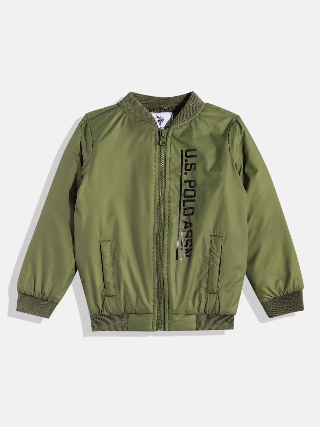 u.s. polo assn. kids boys green printed bomber jacket