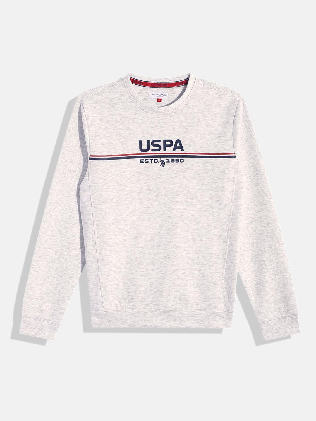 u.s. polo assn. kids boys grey melange brand logo print sweatshirt