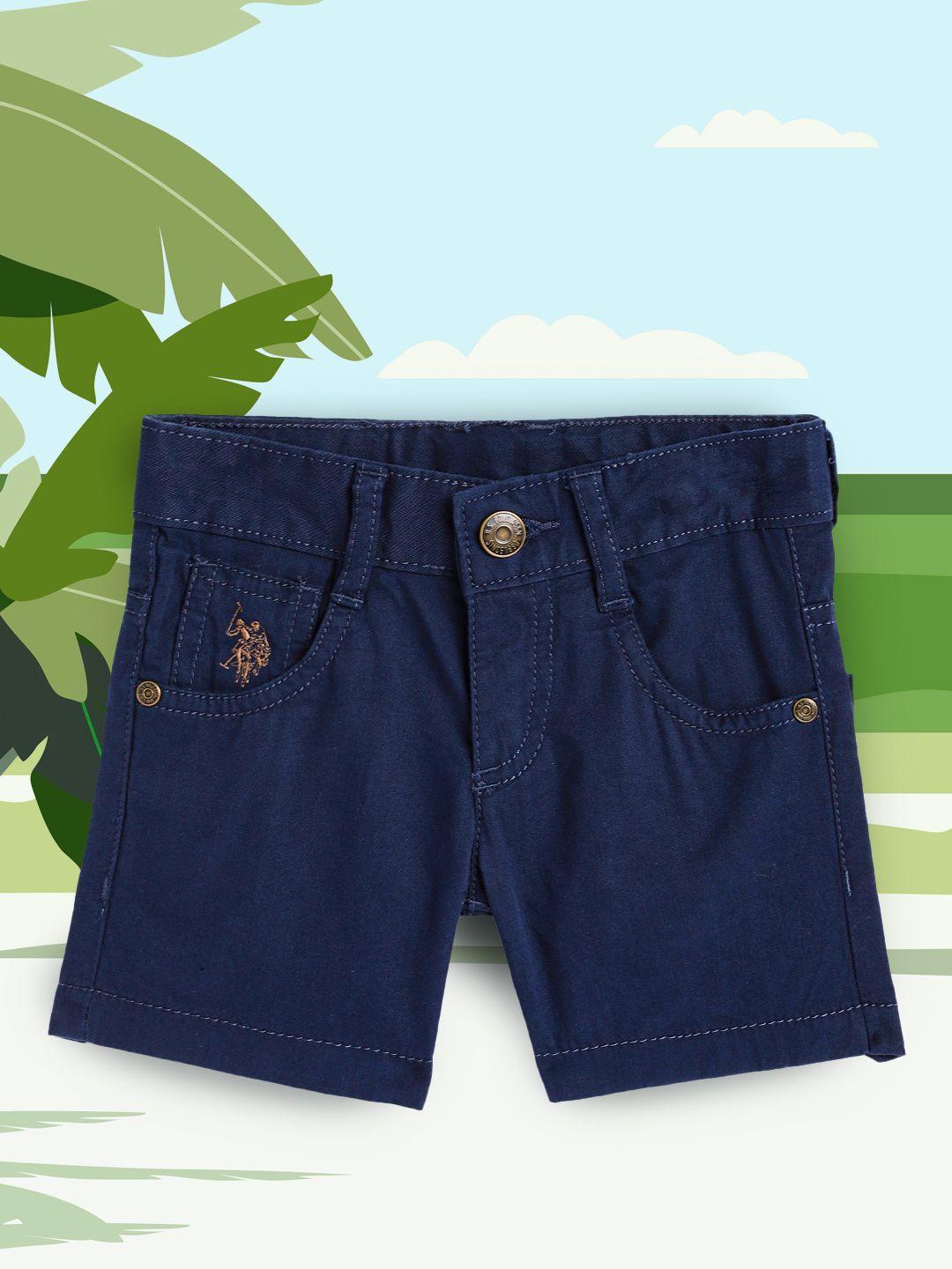 u.s. polo assn. kids boys navy blue pure cotton regular shorts