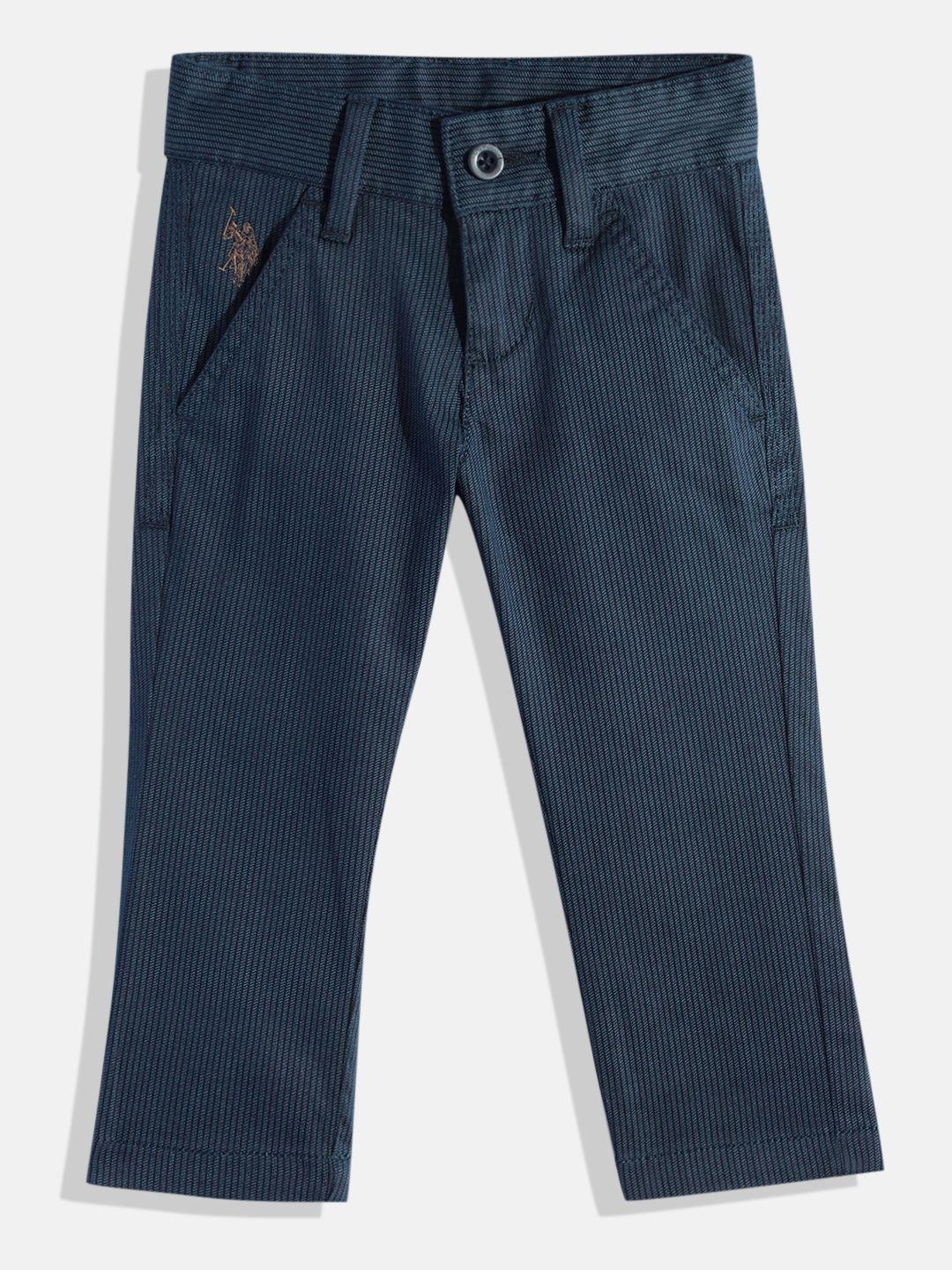 u.s. polo assn. kids boys navy blue self design trousers