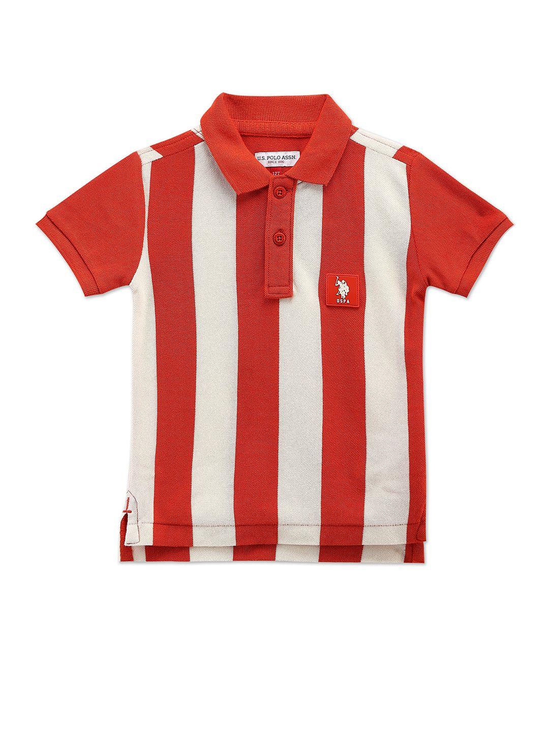 u.s. polo assn. kids boys orange striped polo collar pockets t-shirt