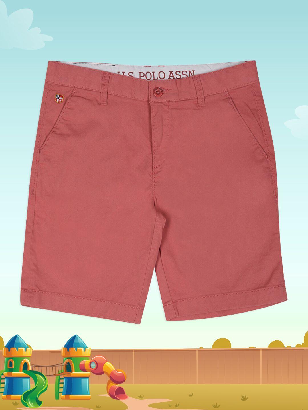 u.s. polo assn. kids boys pink solid regular fit regular shorts