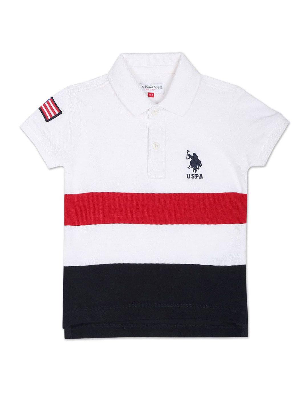 u.s. polo assn. kids boys polo collar colourblocked pure cotton t-shirt