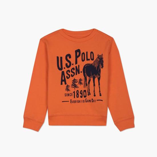 u.s. polo assn. kids boys printed crew neck sweatshirt