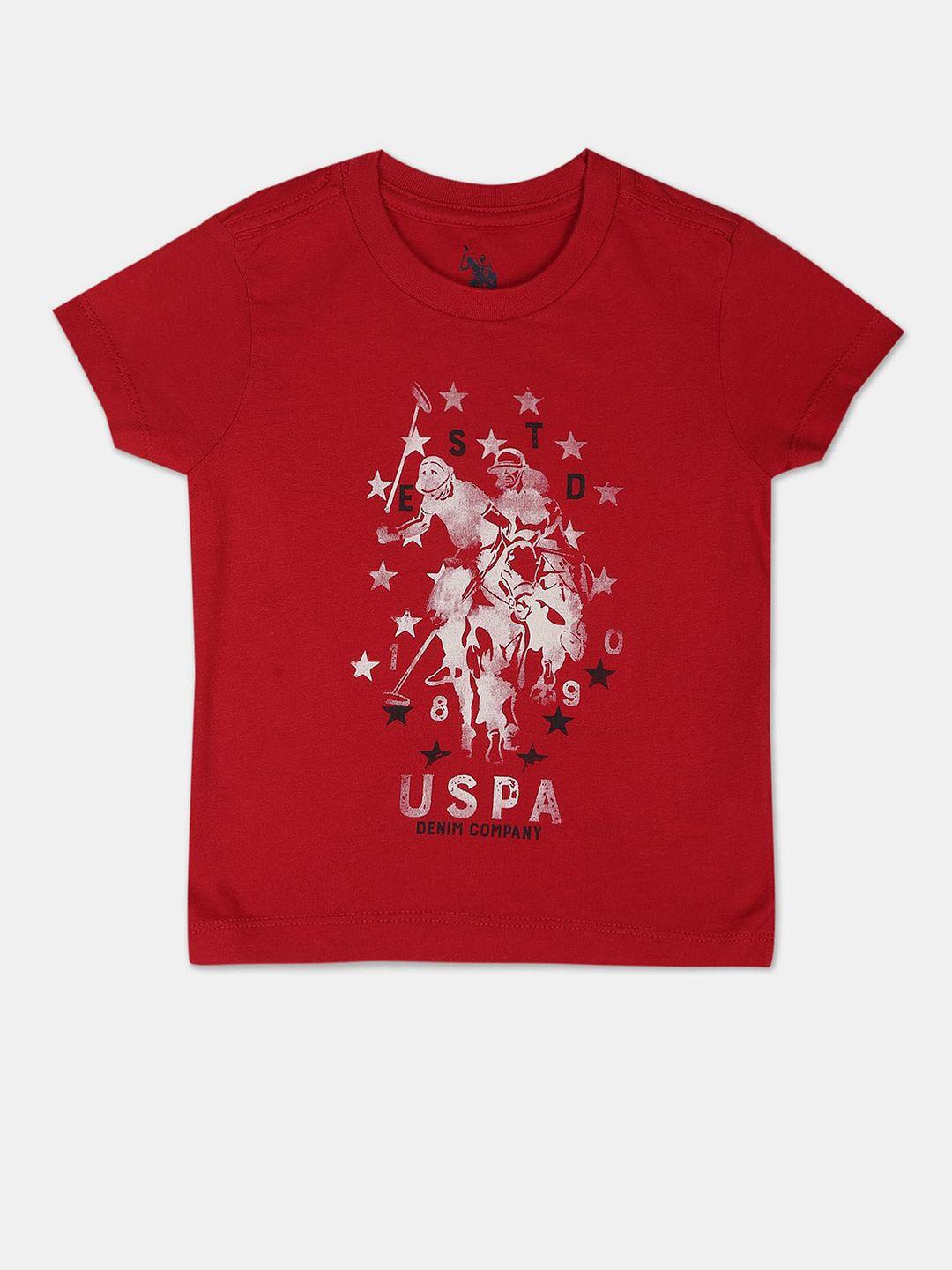 u.s. polo assn. kids boys pure cotton brand logo printed t-shirt