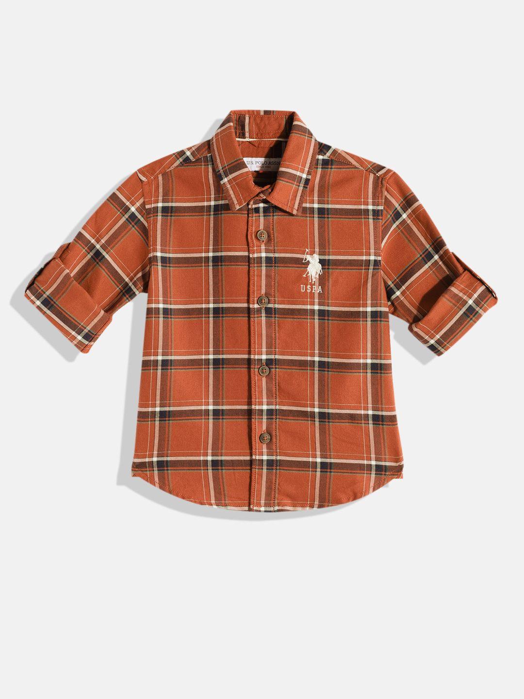 u.s. polo assn. kids boys pure cotton checked casual shirt