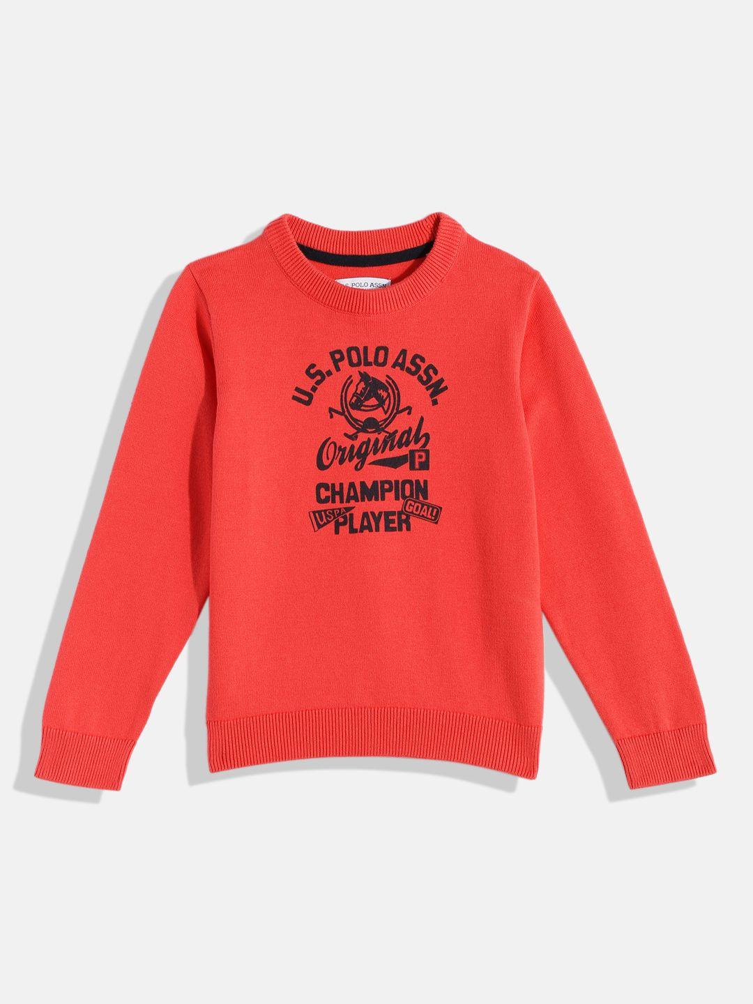 u.s. polo assn. kids boys red brand logo print pullover