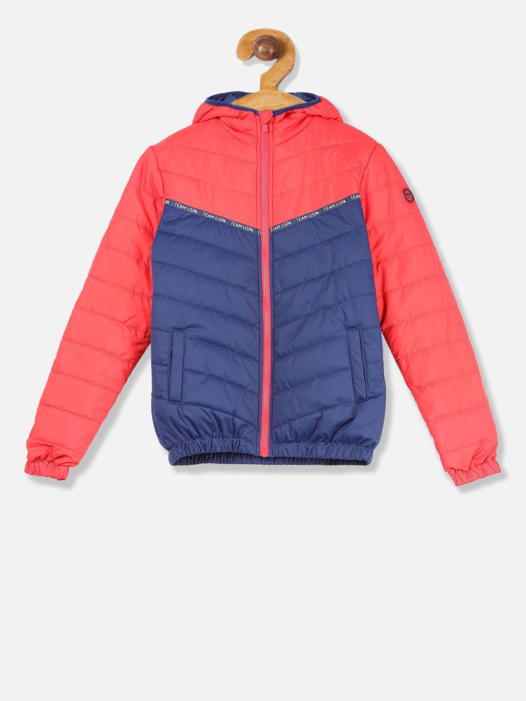 u.s. polo assn. kids boys red colourblocked puffer jacket