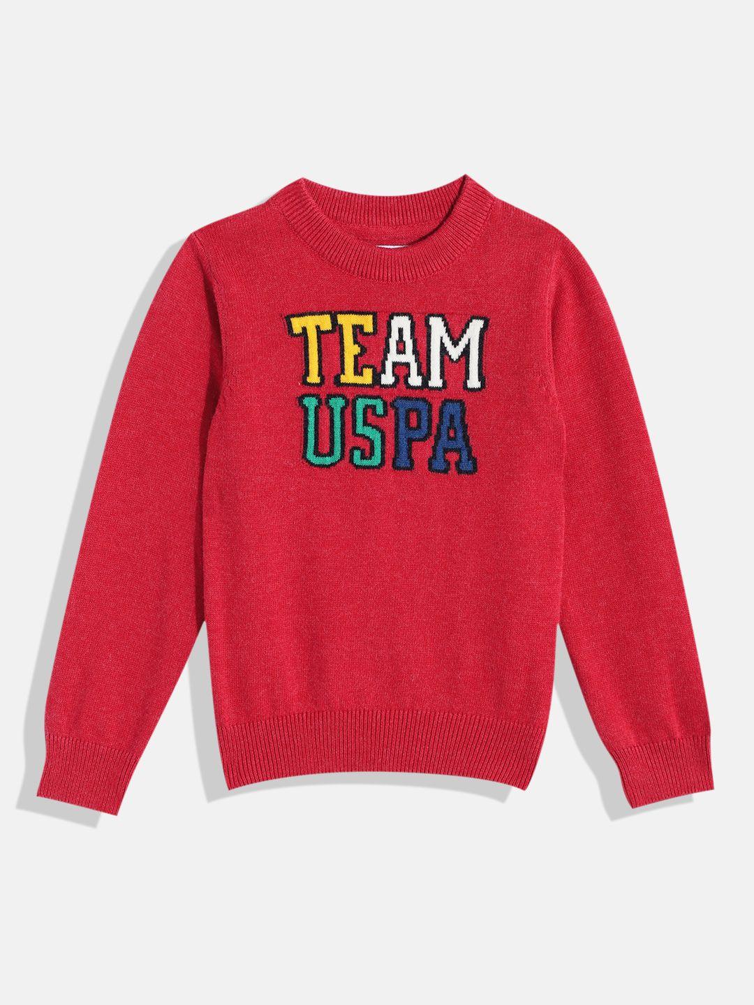 u.s. polo assn. kids boys red printed pullover