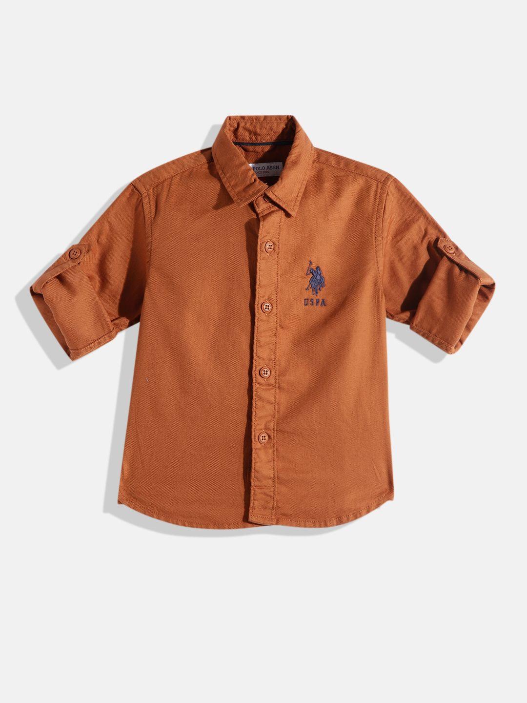 u.s. polo assn. kids boys solid oxford opaque pure cotton casual shirt