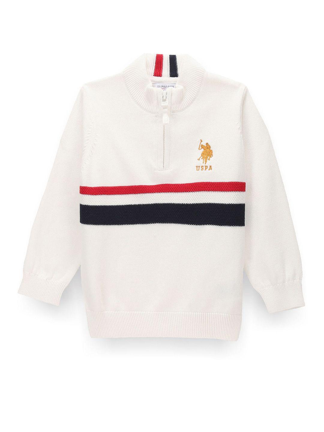 u.s. polo assn. kids boys striped mock collar pure cotton pullover