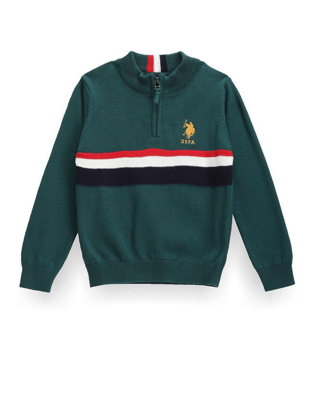 u.s. polo assn. kids boys striped mock collar pure cotton pullover