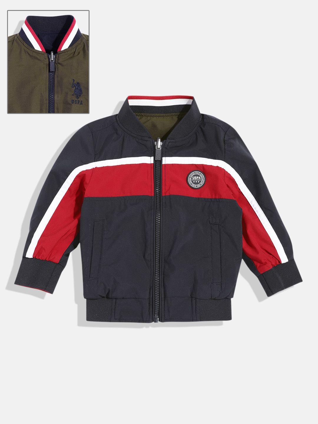 u.s. polo assn. kids boys striped reversible bomber jacket