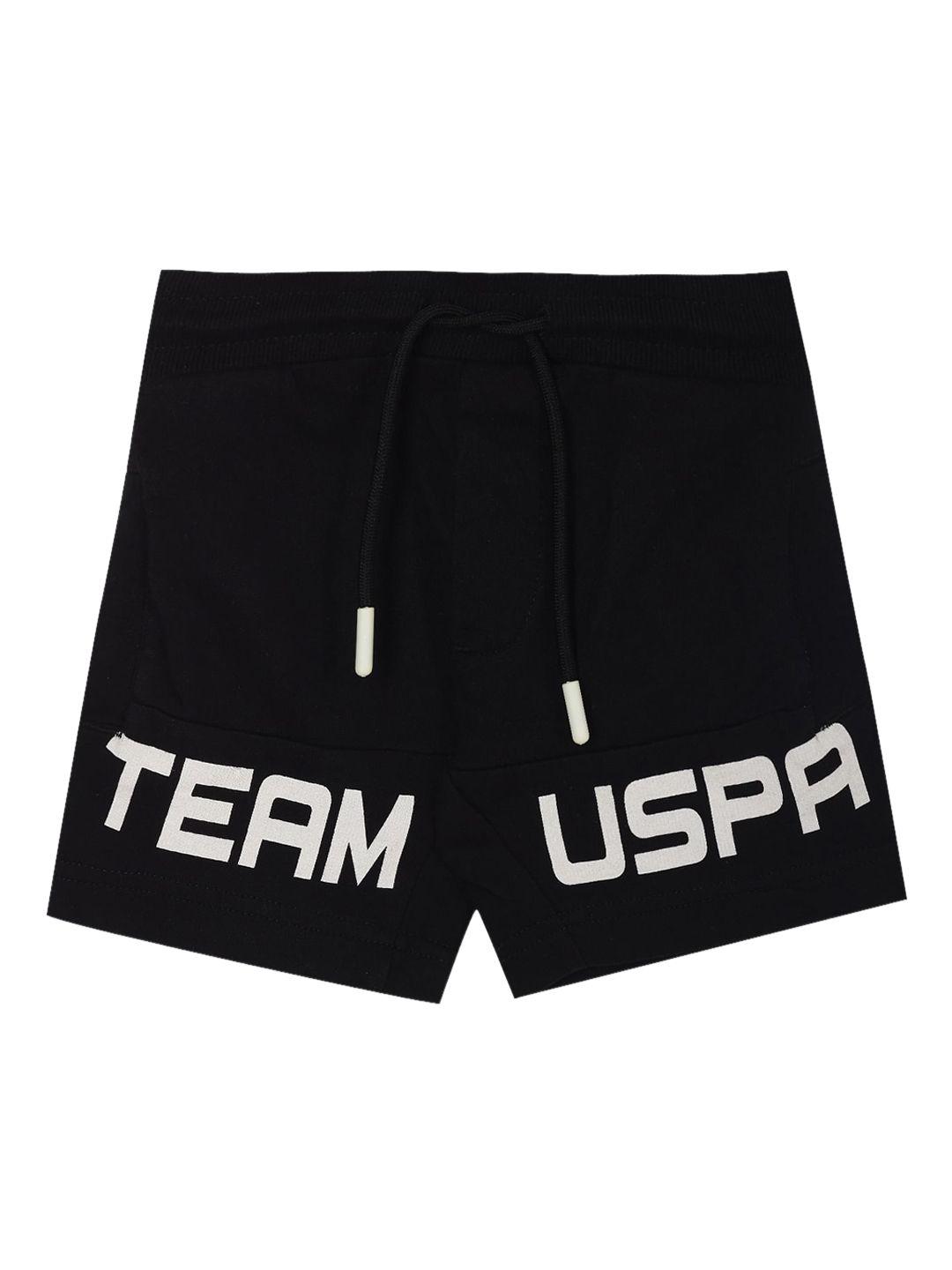 u.s. polo assn. kids boys typography printed cotton mid-rise regular fit shorts