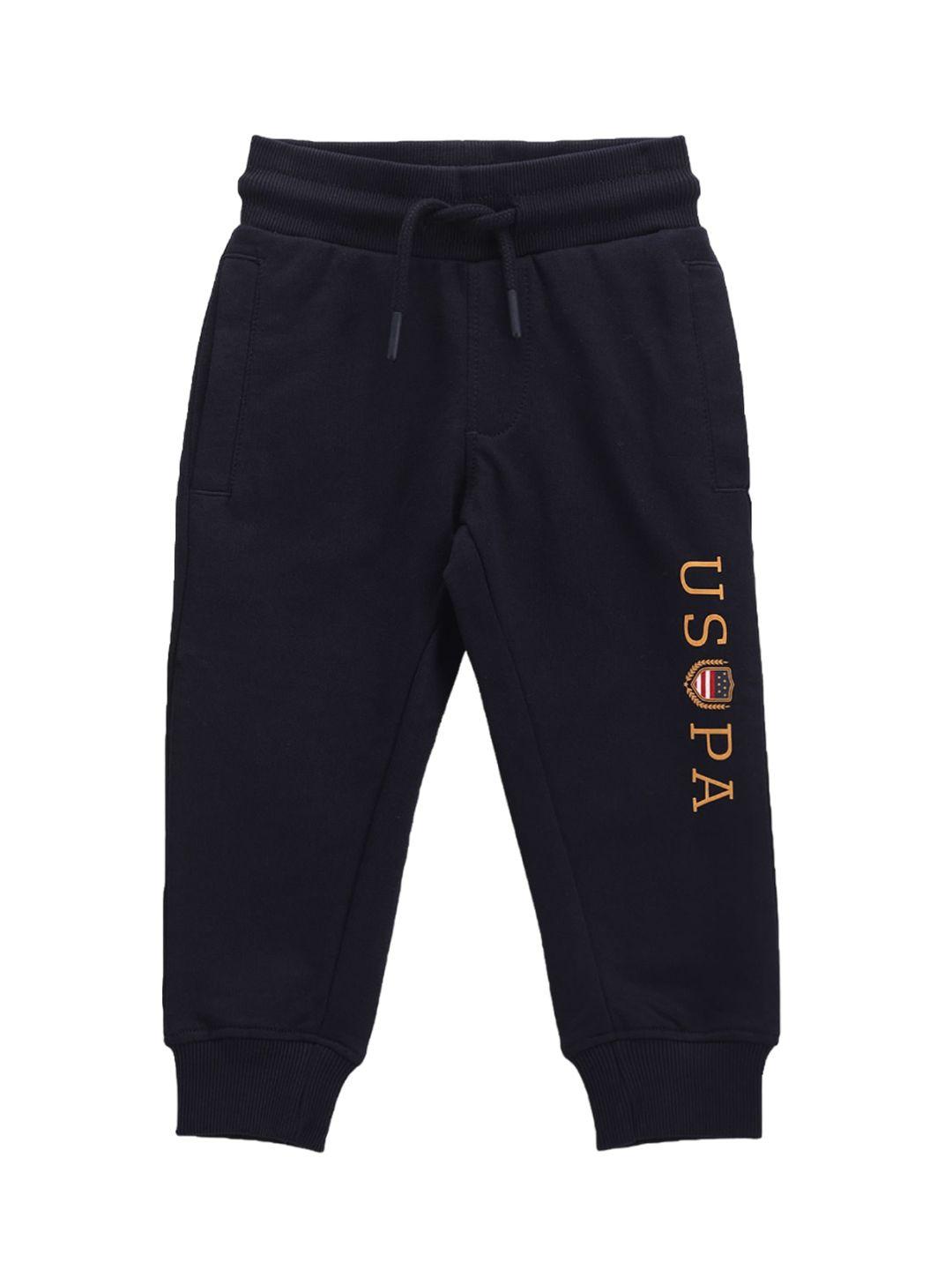 u.s. polo assn. kids boys typography printed regular fit pure cotton joggers