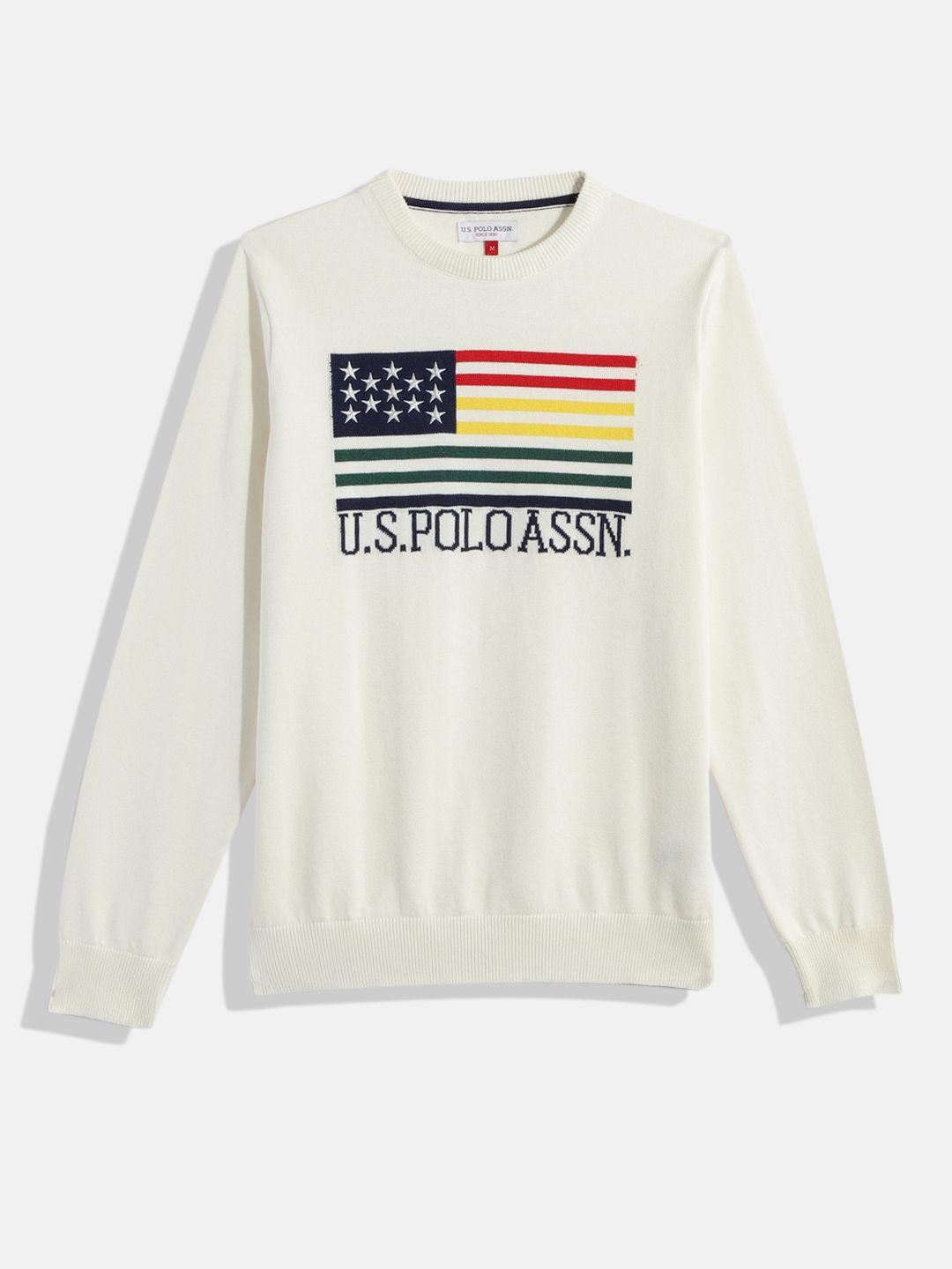 u.s. polo assn. kids boys white printed pullover