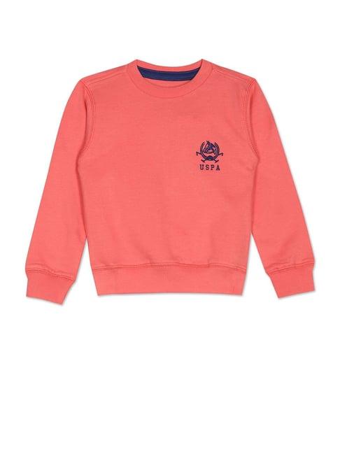 u.s. polo assn. kids coral solid full sleeves sweatshirt