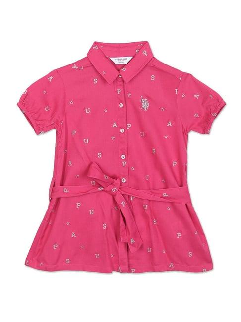 u.s. polo assn. kids fuchsia printed shirt dress