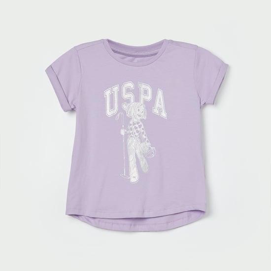 u.s. polo assn. kids girls foil print t-shirt