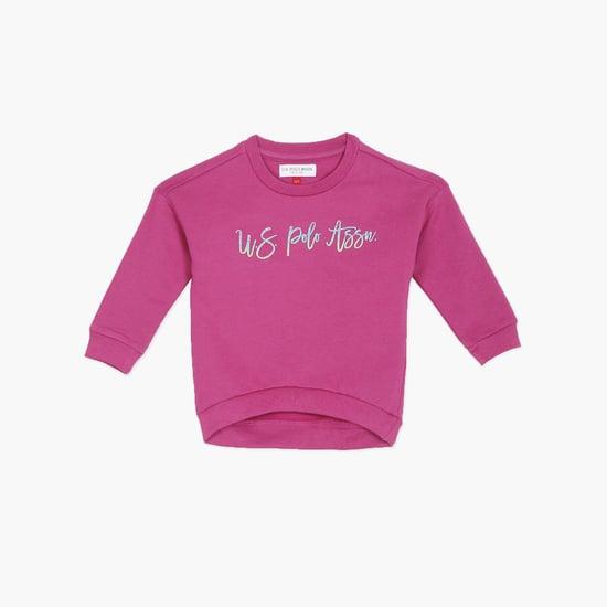 u.s. polo assn. kids girls glittery print sweatshirt