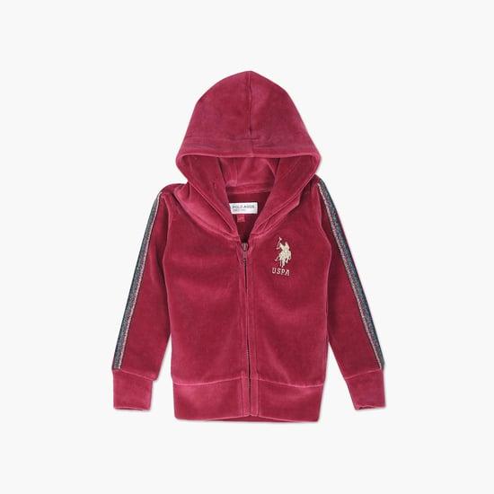 u.s. polo assn. kids girls solid hooded sweatshirt