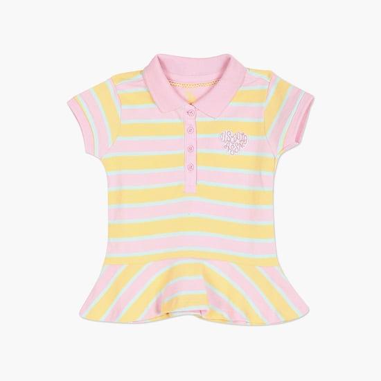 u.s. polo assn. kids girls striped polo t-shirt