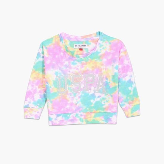 u.s. polo assn. kids girls tie & dye sweatshirt