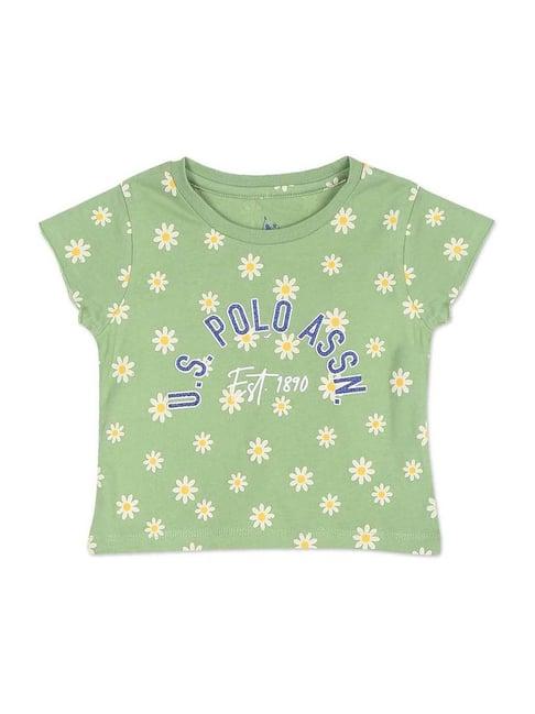 u.s. polo assn. kids green cotton floral print t-shirt
