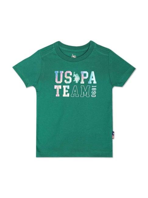 u.s. polo assn. kids green cotton printed t-shirt