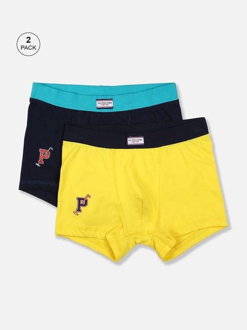 u.s. polo assn. kids navy & yellow solid trunks (pack of 2)