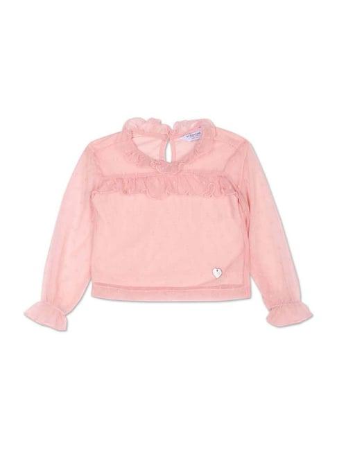 u.s. polo assn. kids pink embellished full sleeves top