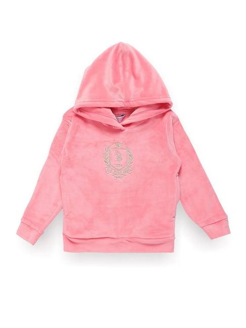 u.s. polo assn. kids pink embroidered full sleeves sweatshirt