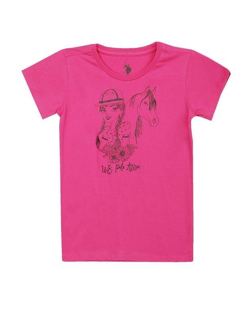 u.s. polo assn. kids pink printed t-shirt