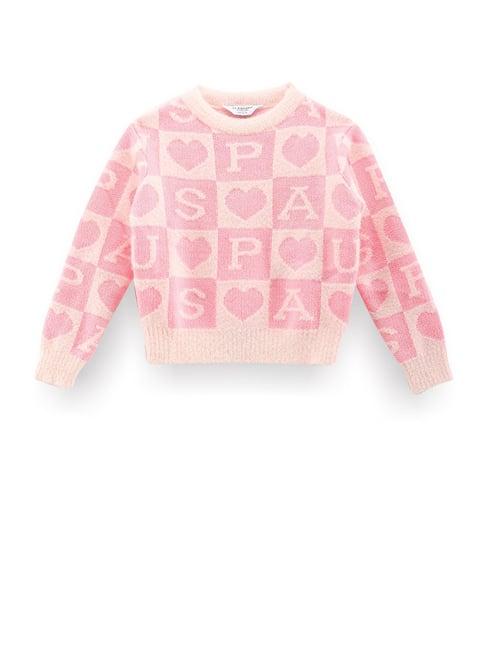 u.s. polo assn. kids pink self design sweatshirt