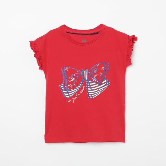 u.s. polo assn. kids printed ruffled detail extended sleeves top