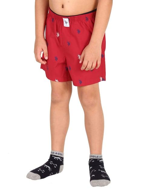 u.s. polo assn. kids red printed shorts
