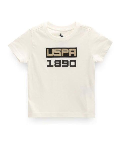 u.s. polo assn. kids white cotton printed t-shirt