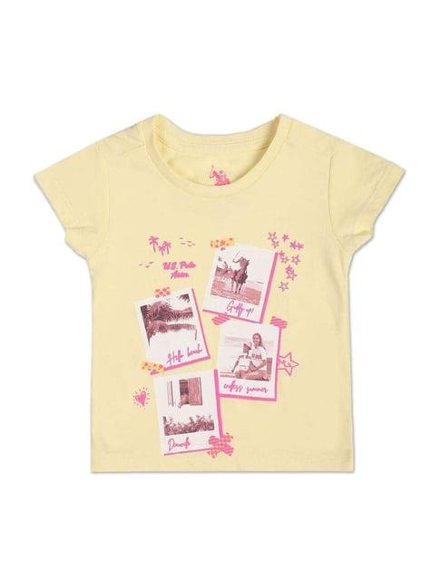 u.s. polo assn. kids yellow cotton printed t-shirt