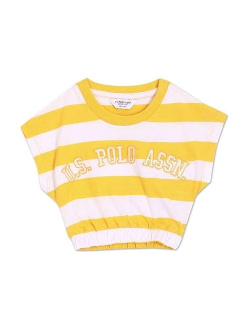 u.s. polo assn. kids yellow cotton striped top
