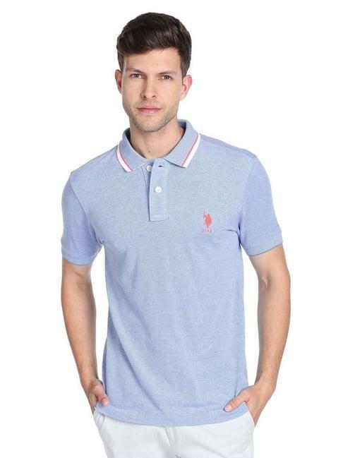 u.s. polo assn. light blue cotton slim fit polo t-shirt